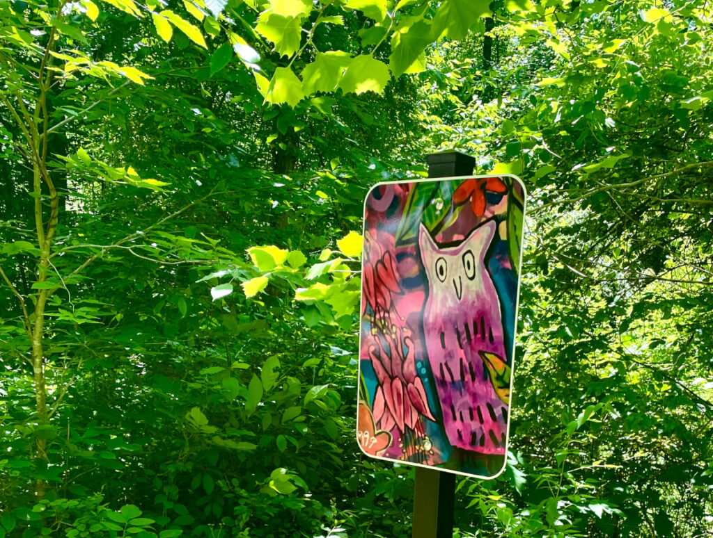 Art Trail sign in the forest